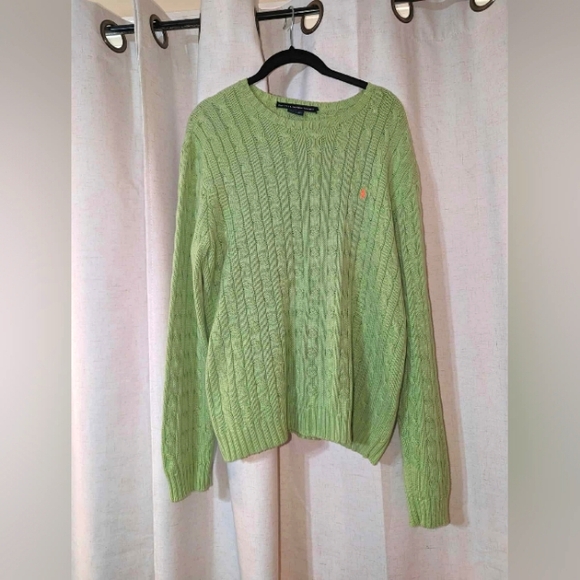 Ralph Lauren Blue Label Sweaters - Blue Label Ralph Lauren Sport Cableknit Green 100% Cotton Sweater